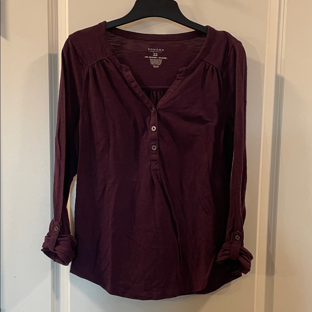 3/$15 🌸 Sonoma Deep Plum Top, Women’s XS